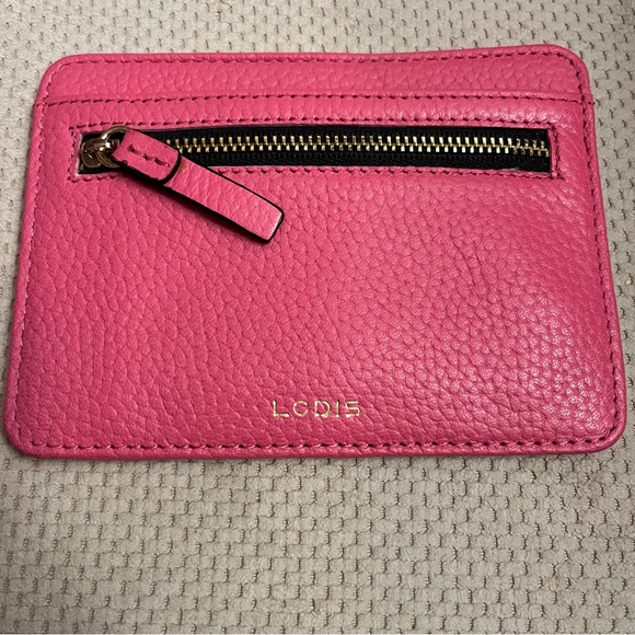 Lodis Pink Genuine Leather Card Holder Wallet - Picture 1 of 6